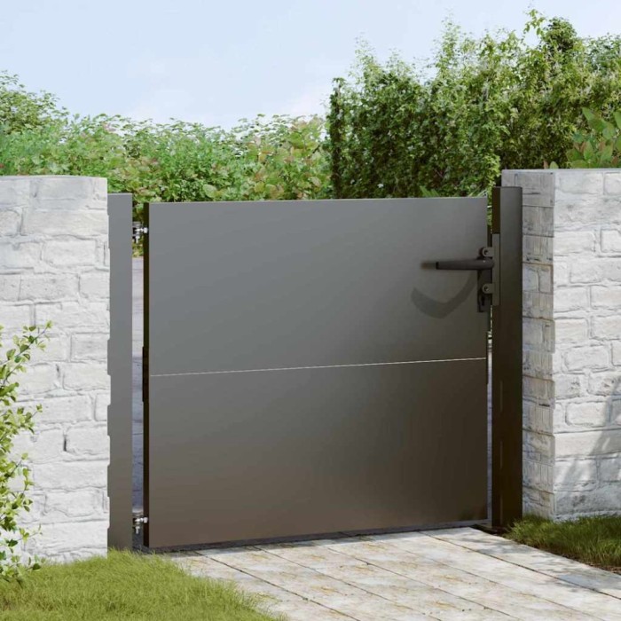 vidaXL Poartă de grădină Negru 105 x 100 cm Oțel vopsit &icirc;n pulbere 42015904