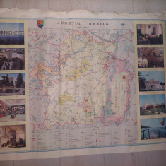 Harta TURISTICA-1985,RSR-Jud.BRAILA-si cu imagini/Vederi,Inst.de Org.Teritoriul