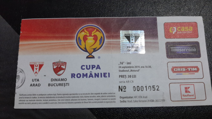 Bilet UTA - Dinamo (cupa rom.)