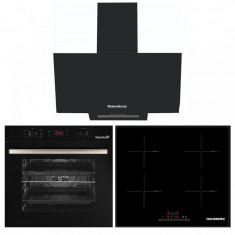 Pachet incorporabil Cuptor electric Hausberg HB-8054, Clasa A, volum 71L, ventilatie, Plita Hausberg HB1535, Electrica cu Inductie, putere 6000W, 4 zo