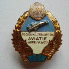 INSIGNA MILITARA - SCOALA MILITARA OFITERI AVIATIE AUREL VLAICU, RARA , IM1.90