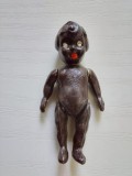 Păpușă miniatură neagră / negresa, vintage &ndash; bebeluș articulat din plastic, 5 cm