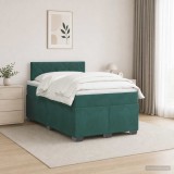 Cumpara ieftin Pat boxspring cu saltea Verde inchis 120 x 200 cm Catifea