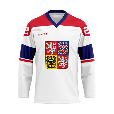 Echipa națională de hochei tricou de hochei Czech Republic embroidered white - M foto