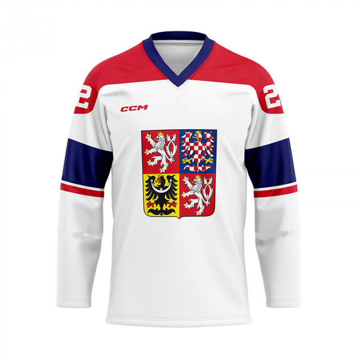 Echipa națională de hochei tricou de hochei Czech Republic embroidered white - M