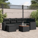 Cumpara ieftin Set canapele de grădină cu perne, 7 piese, negru, poliratan