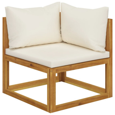 Canapea coltar modular cu perne, alb crem, lemn masiv de acacia GartenMobel Dekor foto