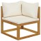 vidaXL Canapea colțar modular cu perne, alb crem, lemn masiv de acacia 311861