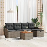 Gossi set de sofa de gradina cu 6 piese si perne gri din ratan poli