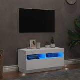vidaXL Comodă TV cu lumini LED, alb, 80x35x40 cm