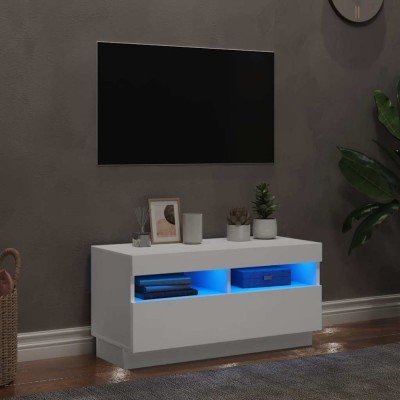 vidaXL Comodă TV cu lumini LED, alb, 80x35x40 cm foto