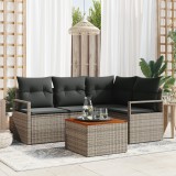Set de canapele de grădină vidaXL 5 piese cu perne gri din poliratan acacia