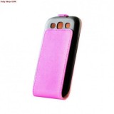 Husa piele Apple iPhone 5/5S Slim Flip PLUS Pink