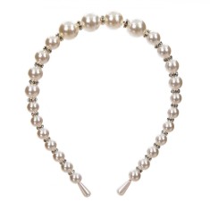 Coroniță Păr, Perle Albe, Strass-uri