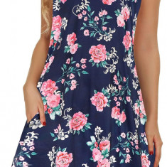 Femei Rochii de Vară Plajă Casual Tricou Plus Size Floral Mânecă Scurtă Loo