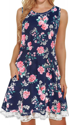 Femei Rochii de Vară Plajă Casual Tricou Plus Size Floral M&amp;acirc;necă Scurtă Loo foto