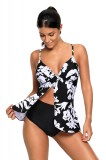 SW1234-1122 Costum de baie tankini in doua piese, cu imprimeu floral, S