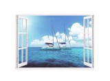 Sticker decorativ, Fereastra 3D ocean, 85 cm, 159STK, natura si peisaje