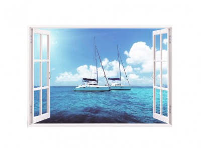 Sticker decorativ, Fereastra 3D ocean, 85 cm, 159STK foto