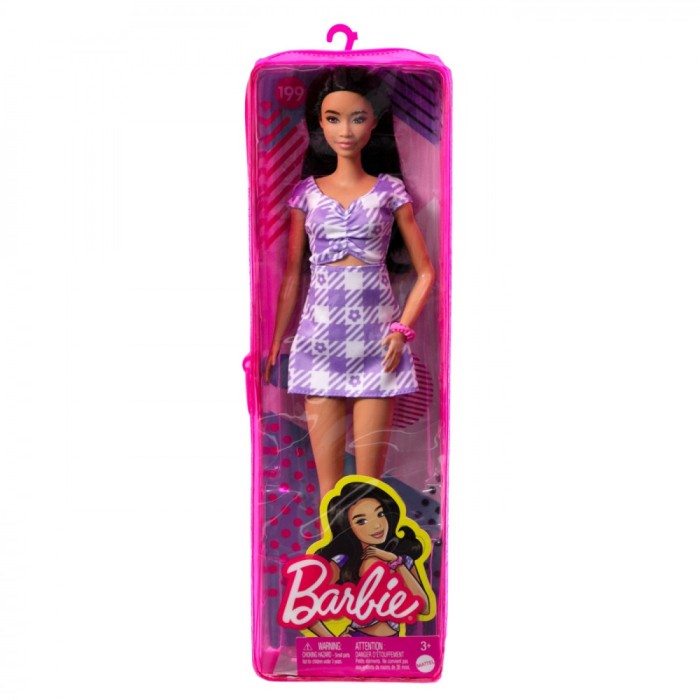 PAPUSA BARBIE FASHIONISTA BRUNETA CU ROCHIE MOV SuperHeroes ToysZone