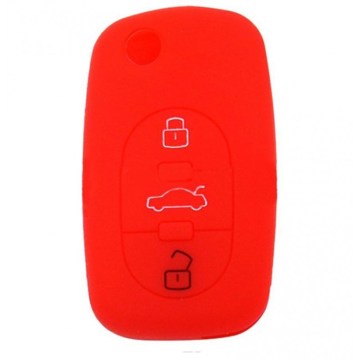 Husa Cheie Audi A6 3 Butoane Silicon Rosie Model Vechi AutoProtect KeyCars