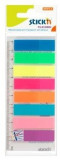 Stick Index Plastic Transp. Color 45 X 12 Mm, 8 X 25 File/set + Rigla, Stick&quot;n - 8 Culori Neon