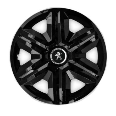 Set 4 capace roti hubcaps fast black R15 pentru gama auto Peugeot foto