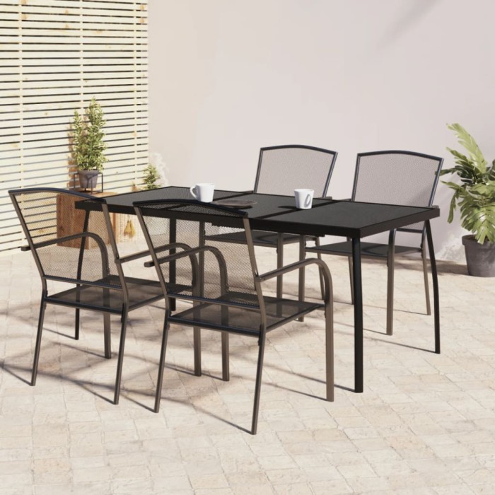 vidaXL Set de masă pentru grădină, 5 piese, antracit, oțel 3187972