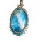 B336. Pandantivul Unicat Larimar Oval, fir Argintiu, Bleu, 4.4 cm