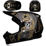 Cumpara ieftin Casca Moto Cross si ATV Full Face Copii si Adulti, Echipament Protectie Enduro MTB Quad, ABS, Omologare DOT, Marimea M, Model GOLD SKULL