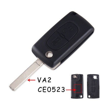Carcasa cheie auto briceag cu 2 butoane si lamela laser, fara suport baterie, compatibila Peugeot PE-130 AllCars foto