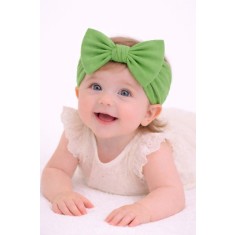 Bentita lata, verde, pentru fetite cu fundita