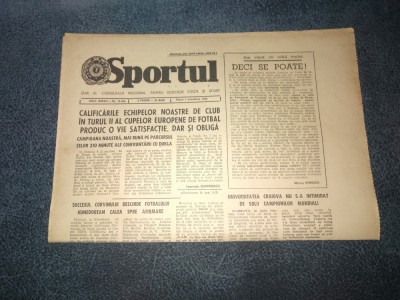 ZIARUL SPORTUL 1 OCTOMBRIE 1982 CUPE EUROPENE foto