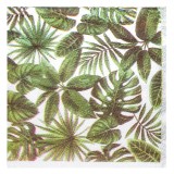 șervețele H&acirc;rtie, Joli, Frunze Tropicale, 33x33 cm, Set 40 Bucăți, Alb-Verde