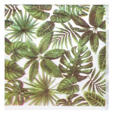 ?erve?ele Hartie, Joli, Frunze Tropicale, 33x33 cm, Set 40 Buca?i, Alb-Verde foto