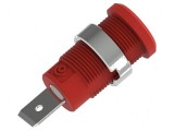 Conector banană 4mm soclu 36A 1kV roșu nichelat cu izolație