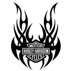 Decoratiune metalica de perete Krodesign KRO-1059, Harley Davidson II, diametru 60 cm, grosime 1.5 mm