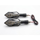 Set 2 Semnalizari Moto LED Universale, Design Aerodinamic Sageata, Vizibilitate Sporita, Negru