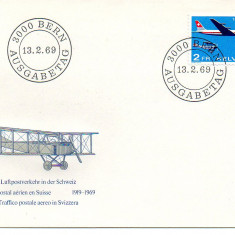 ELVETIA 1969, FDC, Aviatie, DH - 3