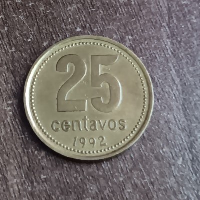 C50 - Moneda foarte veche - Argentina - 25 centavos - 1992 foto
