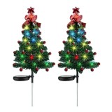 Lampa solara pentru gradina, LED, forma de brad, waterproof, cu tarus, 68cm inaltime, multicolor