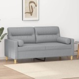 Gossi canapea cu 2 locuri cu pernute, gri deschis, 140 cm, textil