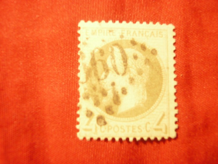 Timbru Franta 1862 Napoleon III , 4c gri stampilat