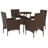 VidaXL Set mobilier de grădină cu perne 5 piese maro poliratan&amp;sticlă