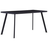 Cumpara ieftin Masă de bucătărie, negru, 140 x 70 x 75 cm, sticlă securizată