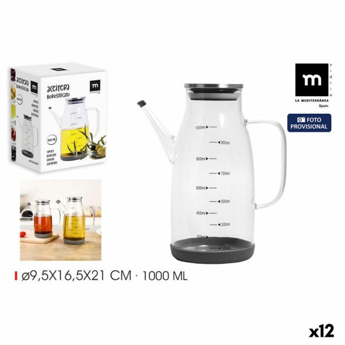 Dispenser pentru Ulei La Mediterr&aacute;nea Silicon Oțel inoxidabil 1 L (12 Unități)