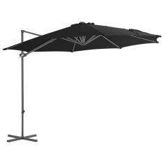 vidaXL Umbrelă consolă de grădină, st&acirc;lp din oțel, negru, 300 cm
