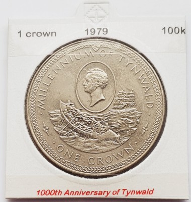 1883 Insula Man 1 crown 1979 Elizabeth II (Tynwald) km 50 foto
