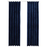 Cumpara ieftin Draperii opace 2 buc. albastru inchis 140x245cm catifea carlige
