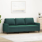 Canapea cu 3 locuri, verde &icirc;nchis, 180 cm, catifea GartenMobel Dekor, vidaXL